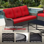 UPTIOT All-Weather Olefin Wicker Sofa & Chair Set with Multi-Functional Ottomans