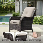 UPTIOT All-Weather Olefin Wicker Sofa & Chair Set with Multi-Functional Ottomans