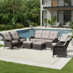UPTIOT All-Weather Olefin Wicker Sofa & Chair Set with Multi-Functional Ottomans