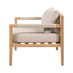 Christopher Knight Home Justina 3 Piece Outdoor Acacia Wood Rope Chair with Ceramic Tile End Table