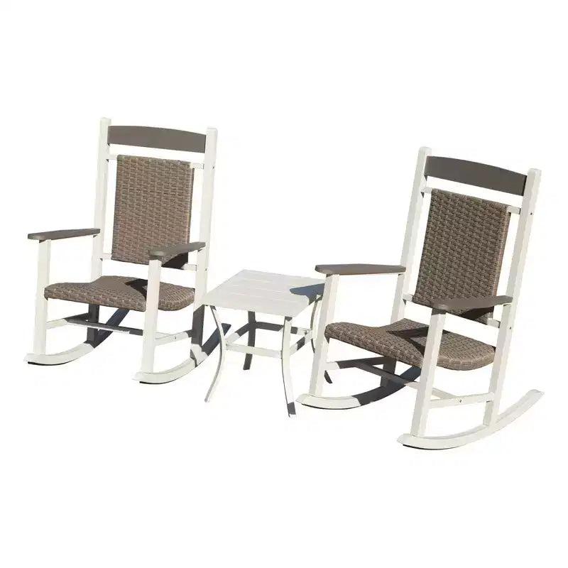 Clihome Outdoor Rocking Chairs Set of 3(2 Chairs & 1 Table)