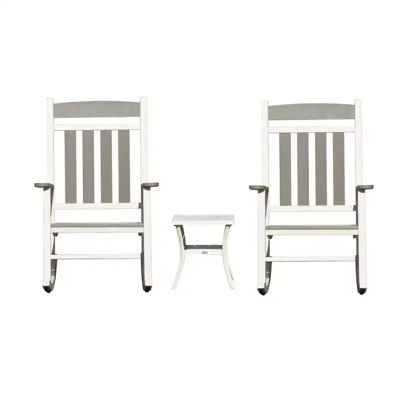 Clihome Outdoor Rocking Chairs Set of 3(2 Chairs & 1 Table)