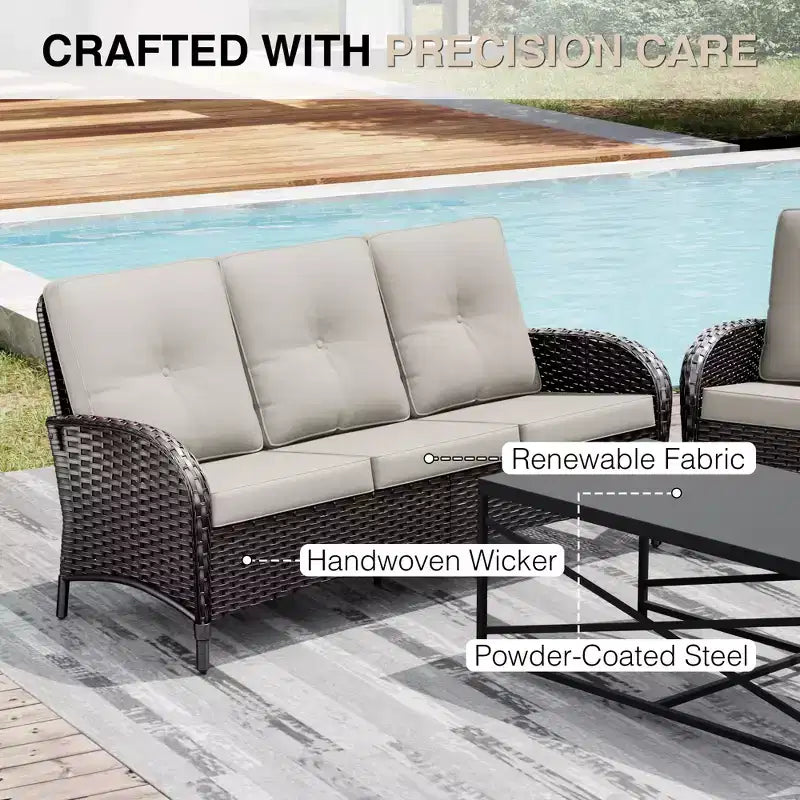 UPTIOT Outdoor Patio Conversation Set with Fire Pit Table & Convertible Seating