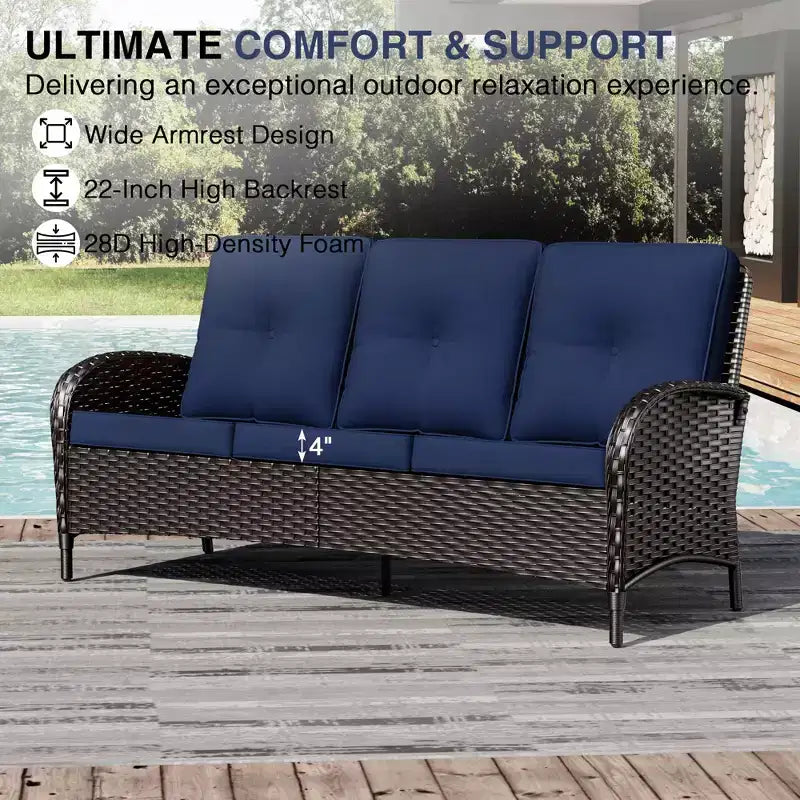 UPTIOT Premium Outdoor Patio Set with Coffee Table & High-Density Cushions for Garden Relaxation