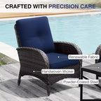 UPTIOT Outdoor Wicker Chairs with Convertible Fire Pit Table for Patio Relaxation