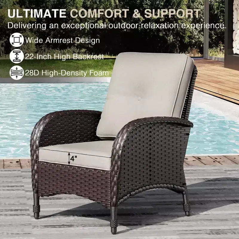 UPTIOT Outdoor Wicker Chairs with Convertible Fire Pit Table for Patio Relaxation