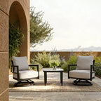 Aluminum Patio Swivel Chair Set of 3, Outdoor Patio Furniture Set with Sunbrella Cushions and Side Table for Deck, Garden or Balcony-Panipeachy