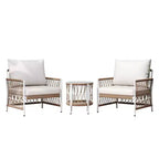 3-PCS Boho Patio Furniture Set with 2 Lounge Chairs & Glass Top Side Table, Outdoor Conversation Set for Backyard or Poolside-Panipeachy