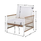3-PCS Boho Patio Furniture Set with 2 Lounge Chairs & Glass Top Side Table, Outdoor Conversation Set for Backyard or Poolside-Panipeachy