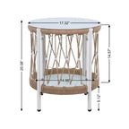 3-PCS Boho Patio Furniture Set with 2 Lounge Chairs & Glass Top Side Table, Outdoor Conversation Set for Backyard or Poolside-Panipeachy