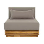 Christopher Knight Home Weston Patio Modern Acacia Wood Club Chair and Side Table 2-Piece Chat Set with Cushions