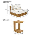 Christopher Knight Home Weston Patio Modern Acacia Wood Club Chair and Side Table 2-Piece Chat Set with Cushions
