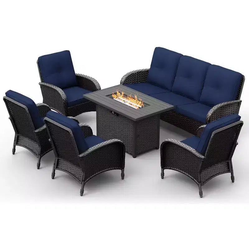 UPTIOT Outdoor Fire Pit Lounge Set with 4 Chairs, Sofa & Weatherproof Design for Ultimate Patio Entertaining