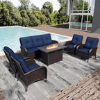 UPTIOT Outdoor Fire Pit Lounge Set with 4 Chairs, Sofa & Weatherproof Design for Ultimate Patio Entertaining