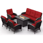 UPTIOT Outdoor Fire Pit Lounge Set with 4 Chairs, Sofa & Weatherproof Design for Ultimate Patio Entertaining