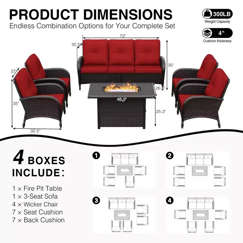 UPTIOT Outdoor Fire Pit Lounge Set with 4 Chairs, Sofa & Weatherproof Design for Ultimate Patio Entertaining