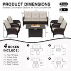 UPTIOT Outdoor Fire Pit Lounge Set with 4 Chairs, Sofa & Weatherproof Design for Ultimate Patio Entertaining