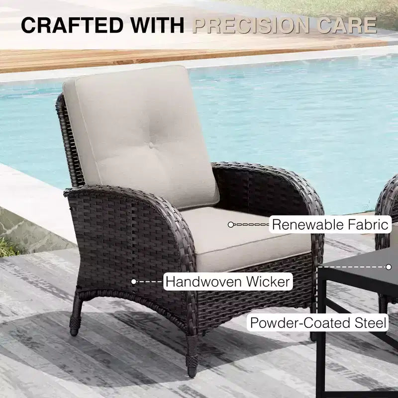 UPTIOT Outdoor Modular Sectional Set with 2 Sofas, Chairs, Ottomans & Weatherproof Coffee Table