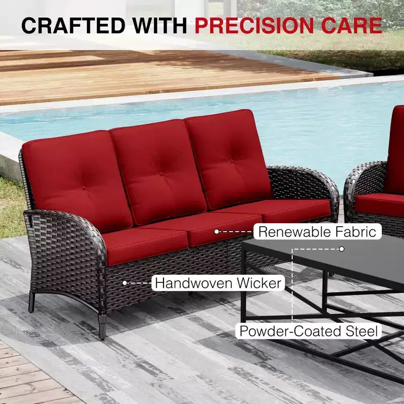 UPTIOT Outdoor Modular Sectional Set with 2 Sofas, Chairs, Ottomans & Weatherproof Coffee Table