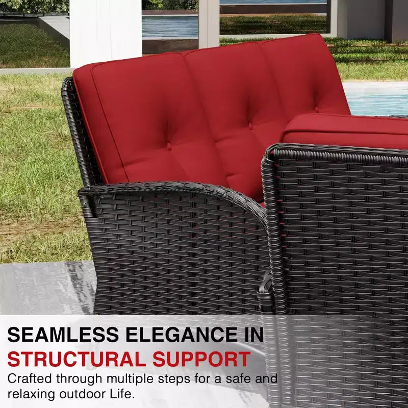 UPTIOT Outdoor Modular Sectional Set with 2 Sofas, Chairs, Ottomans & Weatherproof Coffee Table