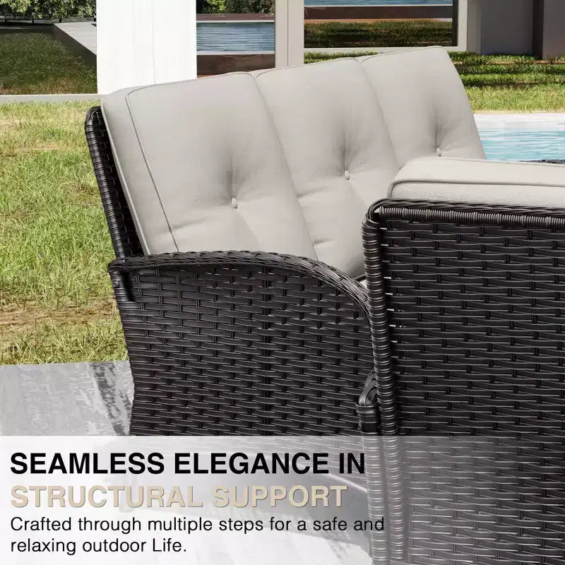 UPTIOT 8-Piece Outdoor Patio Set with 3-Seat Sofa, Swivel Chairs, Wicker Chairs, Ottomans & Side Table for Ultimate Comfort