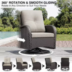 UPTIOT 8-Piece Outdoor Patio Set with 3-Seat Sofa, Swivel Chairs, Wicker Chairs, Ottomans & Side Table for Ultimate Comfort