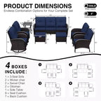UPTIOT 8-Piece Outdoor Patio Set with 3-Seat Sofa, Swivel Chairs, Wicker Chairs, Ottomans & Side Table for Ultimate Comfort