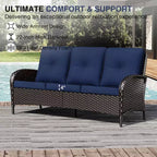 UPTIOT 8-Piece Outdoor Patio Set with 3-Seat Sofa, Swivel Chairs, Wicker Chairs, Ottomans & Side Table for Ultimate Comfort