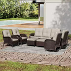 UPTIOT 8-Piece Outdoor Patio Set with 3-Seat Sofa, Swivel Chairs, Wicker Chairs, Ottomans & Side Table for Ultimate Comfort