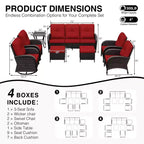 UPTIOT 8-Piece Outdoor Patio Set with 3-Seat Sofa, Swivel Chairs, Wicker Chairs, Ottomans & Side Table for Ultimate Comfort