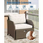 5-Piece Patio Conversation Set, Outdoor Wicker Furniture with Tempered Glass Coffee Table, Chairs with Ottomans & Cushions for Garden, Backyard