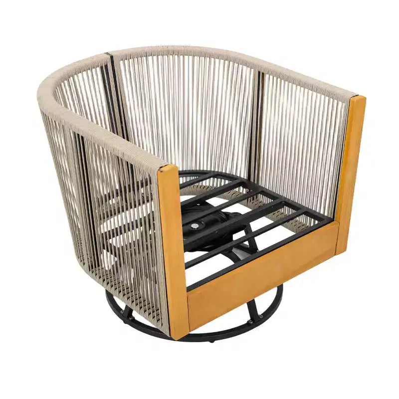 Christopher Knight Home Wei Modern 2 Piece Acacia Patio Swivel Chair and Side Table Set with Handwoven Rope Design
