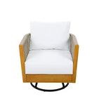 Christopher Knight Home Wei Modern 2 Piece Acacia Patio Swivel Chair and Side Table Set with Handwoven Rope Design