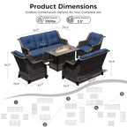 UPTIOT Outdoor Luxury Set with 3-Seater Sofa, Loveseat, Swivel Chairs & Fire Pit for All-Season Comfort