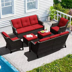 UPTIOT Outdoor 6-Piece Modular Set with Dual 72.5 Sofas, Swivel Chairs & Ottoman Pair