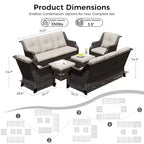 UPTIOT Outdoor 6-Piece Modular Set with Dual 72.5 Sofas, Swivel Chairs & Ottoman Pair