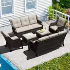 UPTIOT Outdoor 6-Piece Modular Set with Dual 72.5 Sofas, Swivel Chairs & Ottoman Pair