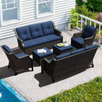 UPTIOT Outdoor 6-Piece Modular Set with Dual 72.5 Sofas, Swivel Chairs & Ottoman Pair