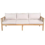 GDFStudio Brynn Patio 5 Piece Acacia Wood Seating Set with Rope Weave Design