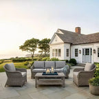Martha Stewart All-Weather Rattan Wicker Patio Sofa, 2 Chairs,Coffee Table - Weathered Gray