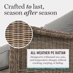 Martha Stewart All-Weather Rattan Wicker Patio Sofa, 2 Chairs,Coffee Table - Weathered Gray