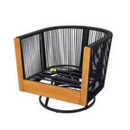 Christopher Knight Home Suriya Modern Acacia Patio Swivel Chairs with Rope Design and Metal Table Set
