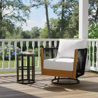 Christopher Knight Home Suriya Modern Acacia Patio Swivel Chairs with Rope Design and Metal Table Set