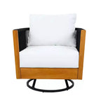Christopher Knight Home Suriya Modern Acacia Patio Swivel Chairs with Rope Design and Metal Table Set