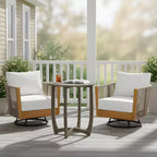 Christopher Knight Home Rahul Modern 3 Piece Acacia Patio Swivel Chairs with Rope Design and Bistro Table Set