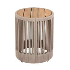 ModernLuxe 2/3-Piece Outdoor Swivel Conversation Set, Rope Wicker Swivel Chairs & Acacia Wood Side Table, Small Space Patio Furniture Set