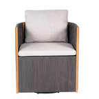 ModernLuxe 2/3-Piece Outdoor Swivel Conversation Set, Rope Wicker Swivel Chairs & Acacia Wood Side Table, Small Space Patio Furniture Set