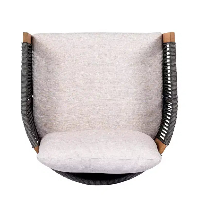ModernLuxe 2/3-Piece Outdoor Swivel Conversation Set, Rope Wicker Swivel Chairs & Acacia Wood Side Table, Small Space Patio Furniture Set