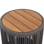 ModernLuxe 2/3-Piece Outdoor Swivel Conversation Set, Rope Wicker Swivel Chairs & Acacia Wood Side Table, Small Space Patio Furniture Set