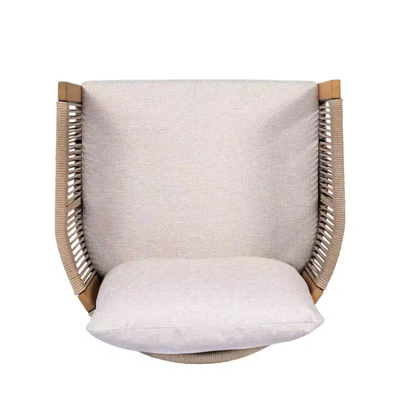 ModernLuxe 2/3-Piece Outdoor Swivel Conversation Set, Rope Wicker Swivel Chairs & Acacia Wood Side Table, Small Space Patio Furniture Set